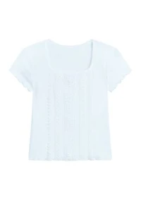 Girls 7-16 Crochet Inset T-Shirt
