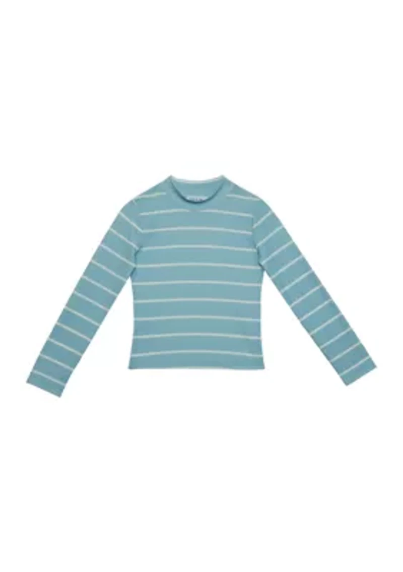 Girls 7-16 Long Sleeve Textured Mock Tiny T-Shirt