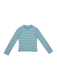 Girls 7-16 Long Sleeve Textured Mock Tiny T-Shirt