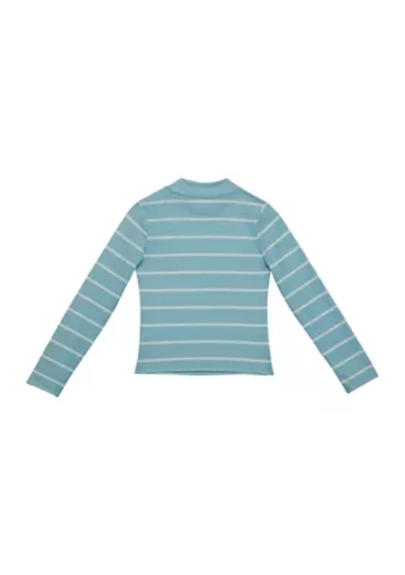 Girls 7-16 Long Sleeve Textured Mock Tiny T-Shirt