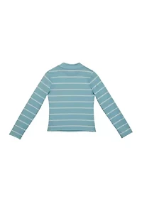 Girls 7-16 Long Sleeve Textured Mock Tiny T-Shirt