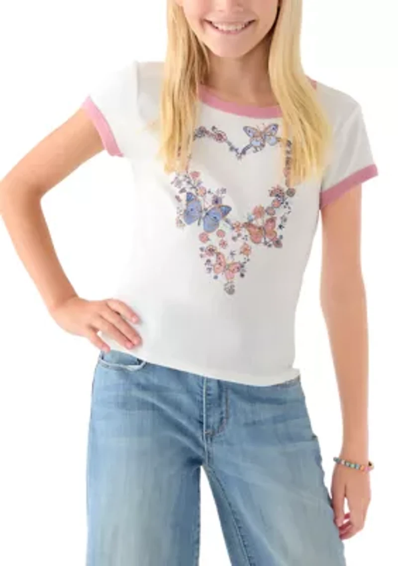 Girls 7-16 Floral Heart Graphic T-Shirt
