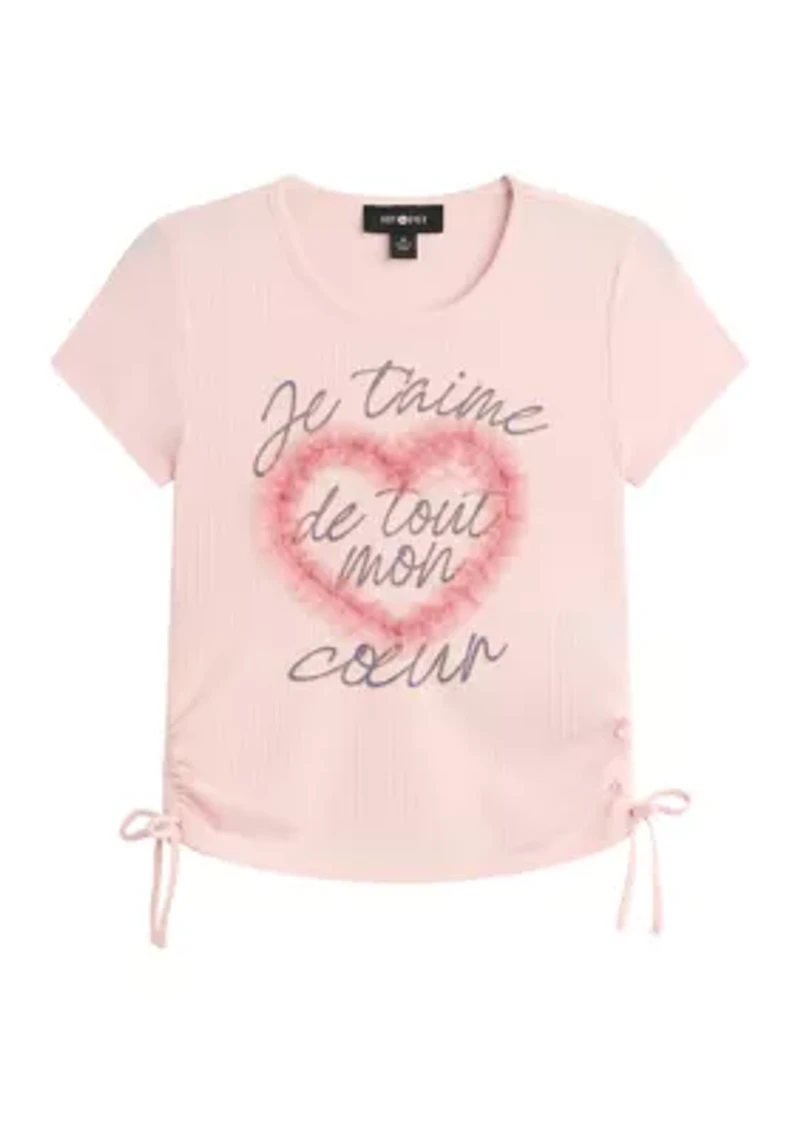 Girls French Pink Tie Top