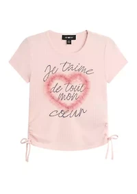Girls French Pink Tie Top