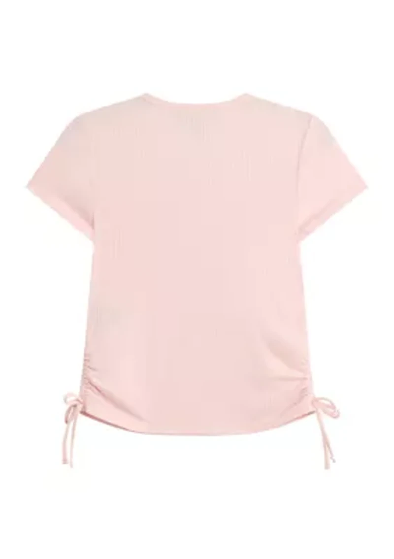 Girls French Pink Tie Top