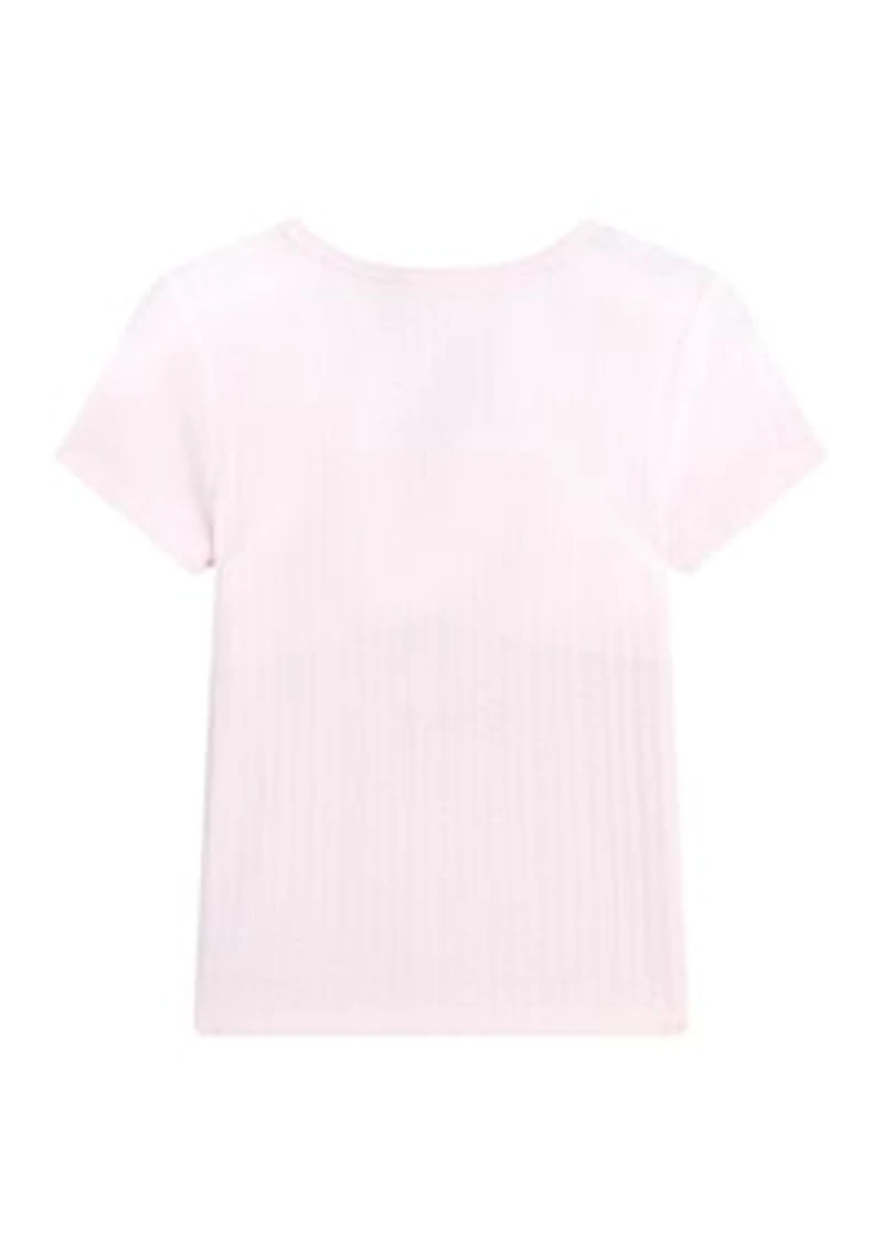 Girls 7-16 Pink Lace Trim Top