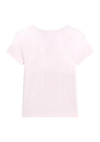 Girls 7-16 Pink Lace Trim Top