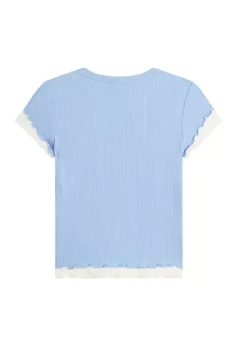Girls 7-16 Blue Sequin Heart Top