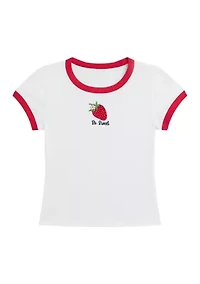 Girls 7-16 Strawberry Ringer T-Shirt