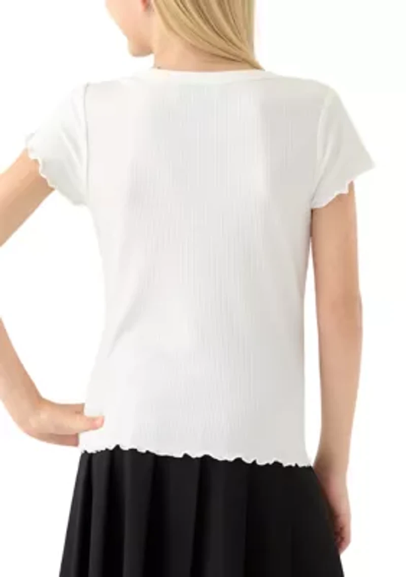 Girls 7-16 Plaid Bow Top