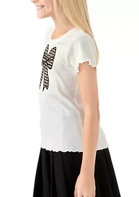 Girls 7-16 Plaid Bow Top