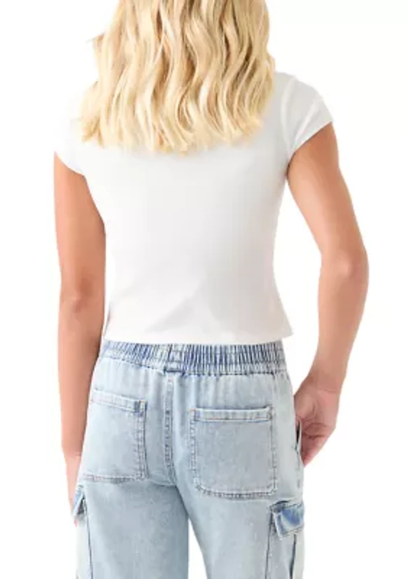 Girls 7-16 White Bow Top