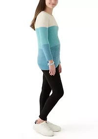 Girls 7-16 Color Blocked Sweater and Leggings Set