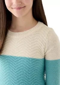 Girls 7-16 Color Blocked Sweater and Leggings Set