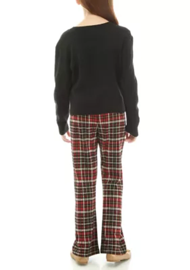 Girls 7-16 Holiday Pant Set with Reindeer
