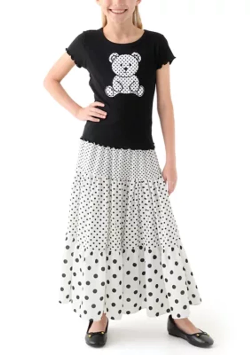 Girls 7-16 Teddy Dot Maxi Skirt Set