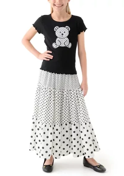 Girls 7-16 Teddy Dot Maxi Skirt Set