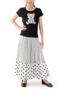 Girls 7-16 Teddy Dot Maxi Skirt Set