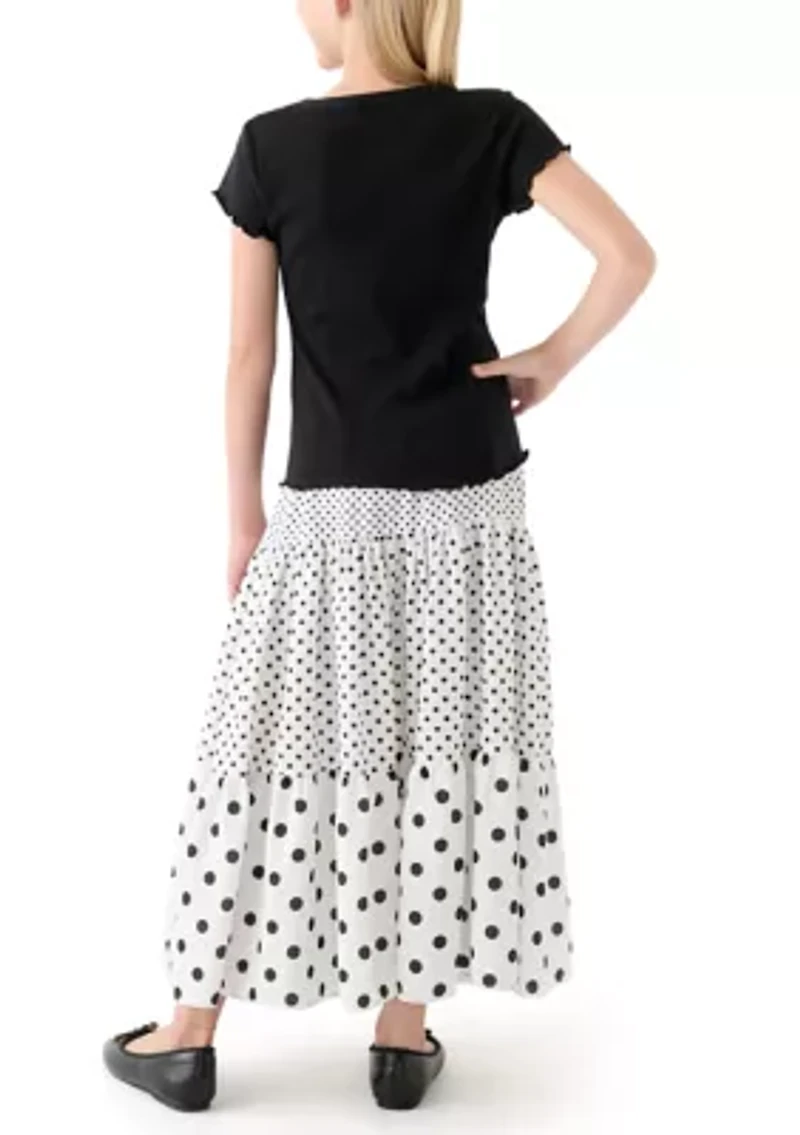 Girls 7-16 Teddy Dot Maxi Skirt Set