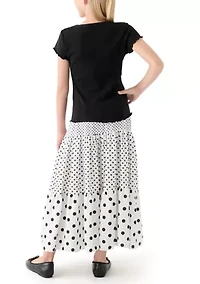 Girls 7-16 Teddy Dot Maxi Skirt Set