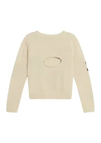 Girls 7-16 Pullover Floral Embroidered Sweater