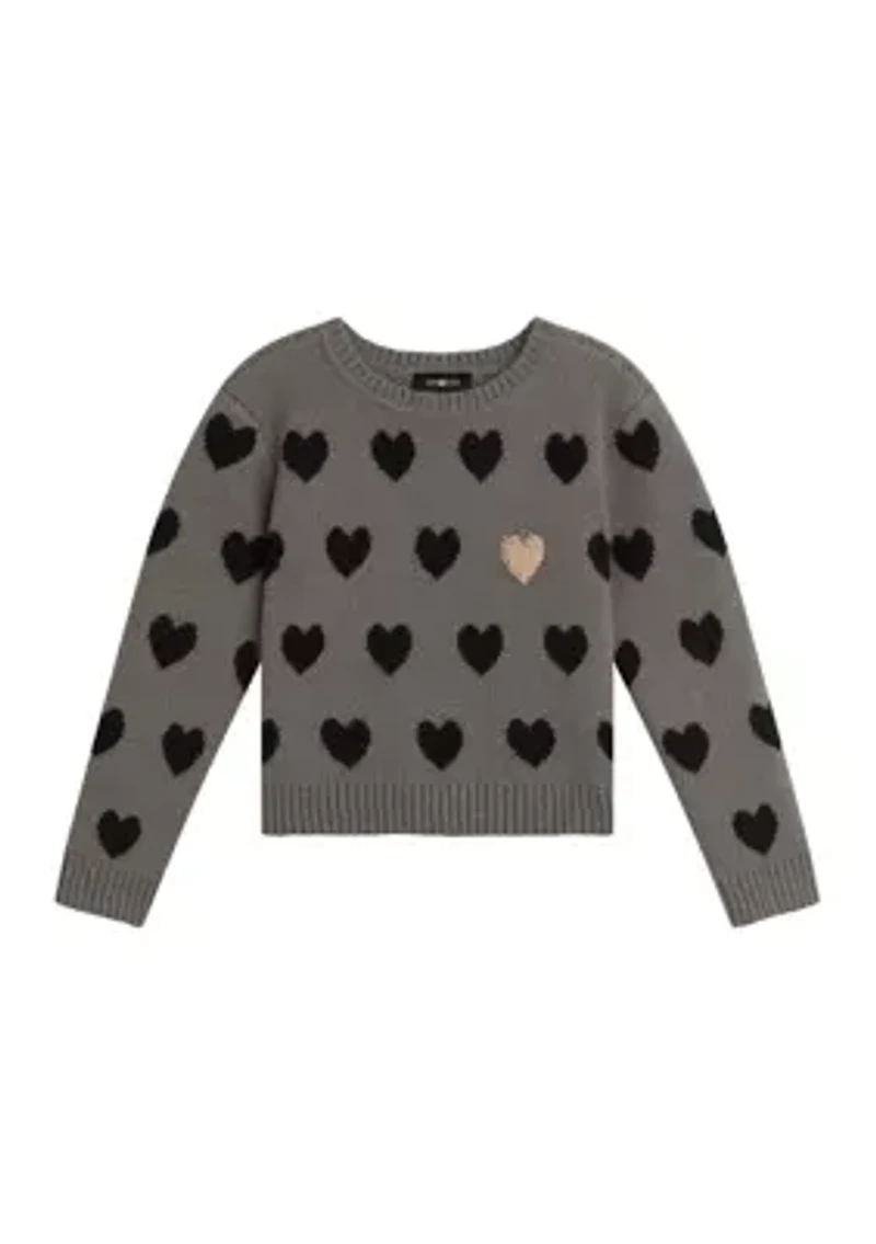 Girls 7-16 Long Sleeve Heart Sweater