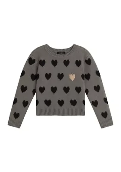 Girls 7-16 Long Sleeve Heart Sweater