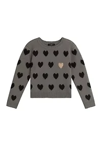 Girls 7-16 Long Sleeve Heart Sweater