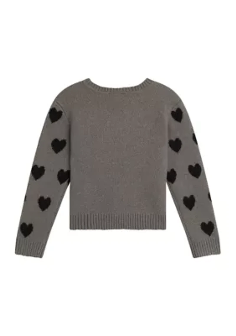 Girls 7-16 Long Sleeve Heart Sweater