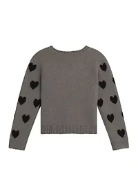 Girls 7-16 Long Sleeve Heart Sweater