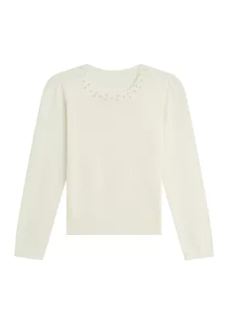 Girls 7-16 Long Sleeve Jewel Neck Top