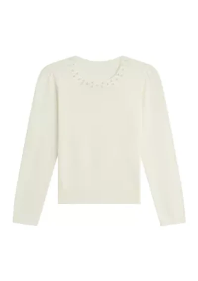 Girls 7-16 Long Sleeve Jewel Neck Top