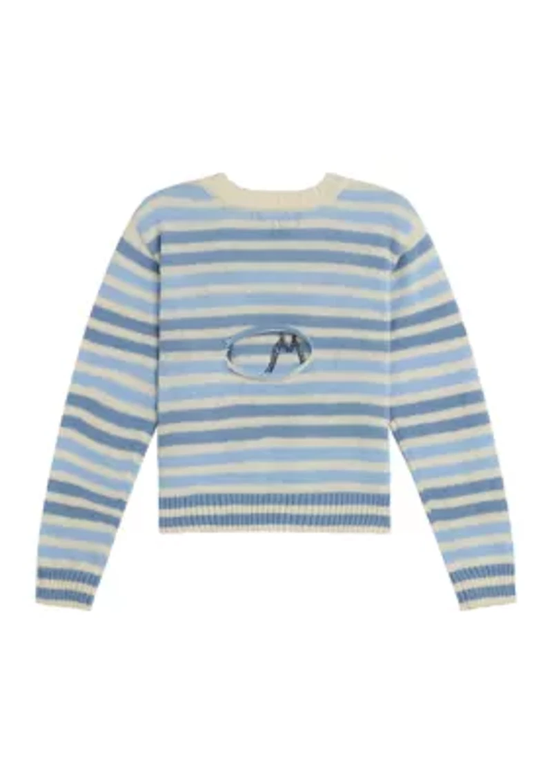 Girls 7-16 Long Sleeve Striped Sweater