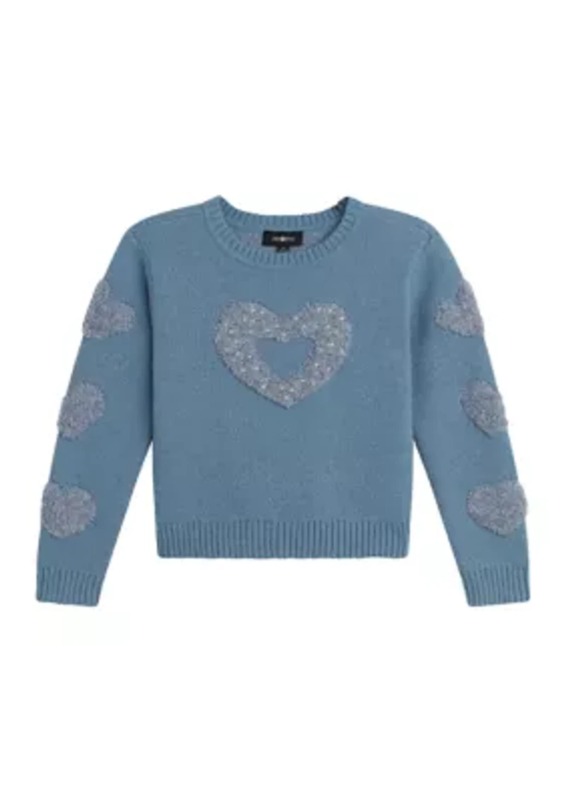 Girls 7-16 Pullover Heart Sweater
