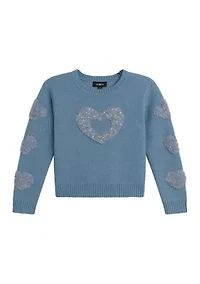 Girls 7-16 Pullover Heart Sweater