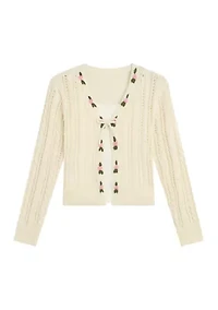 Girls 7-16 Pointelle Cardigan Cami
