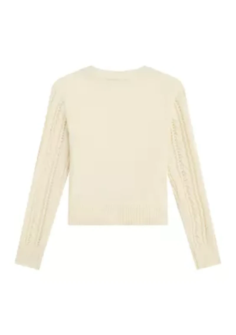 Girls 7-16 Pointelle Cardigan Cami