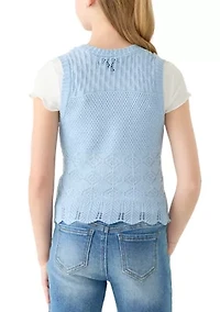Girls 7-16 Floral Knit Vest and Shirt