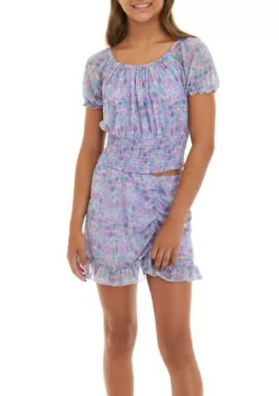 Girls 7-16 Mesh Print Matching Set