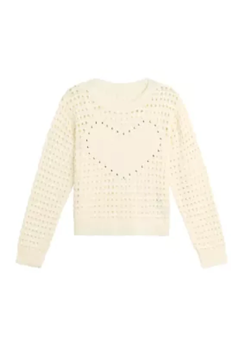 Girls 7-16 Long Sleeve Heart Top