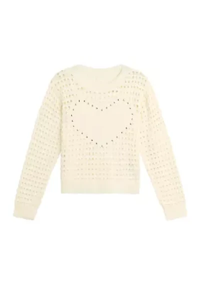 Girls 7-16 Long Sleeve Heart Top