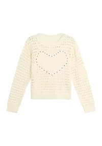 Girls 7-16 Long Sleeve Heart Top
