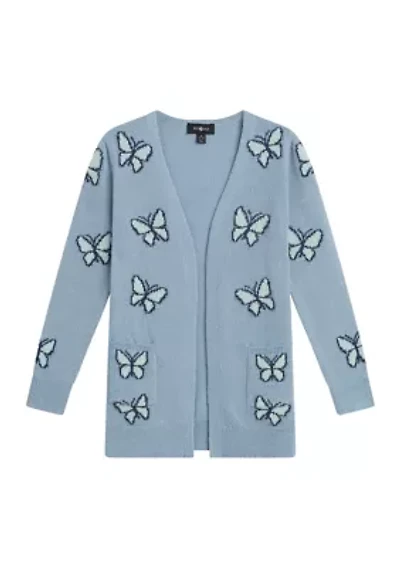 Girls 7-16 Butterflies Printed Cardigan