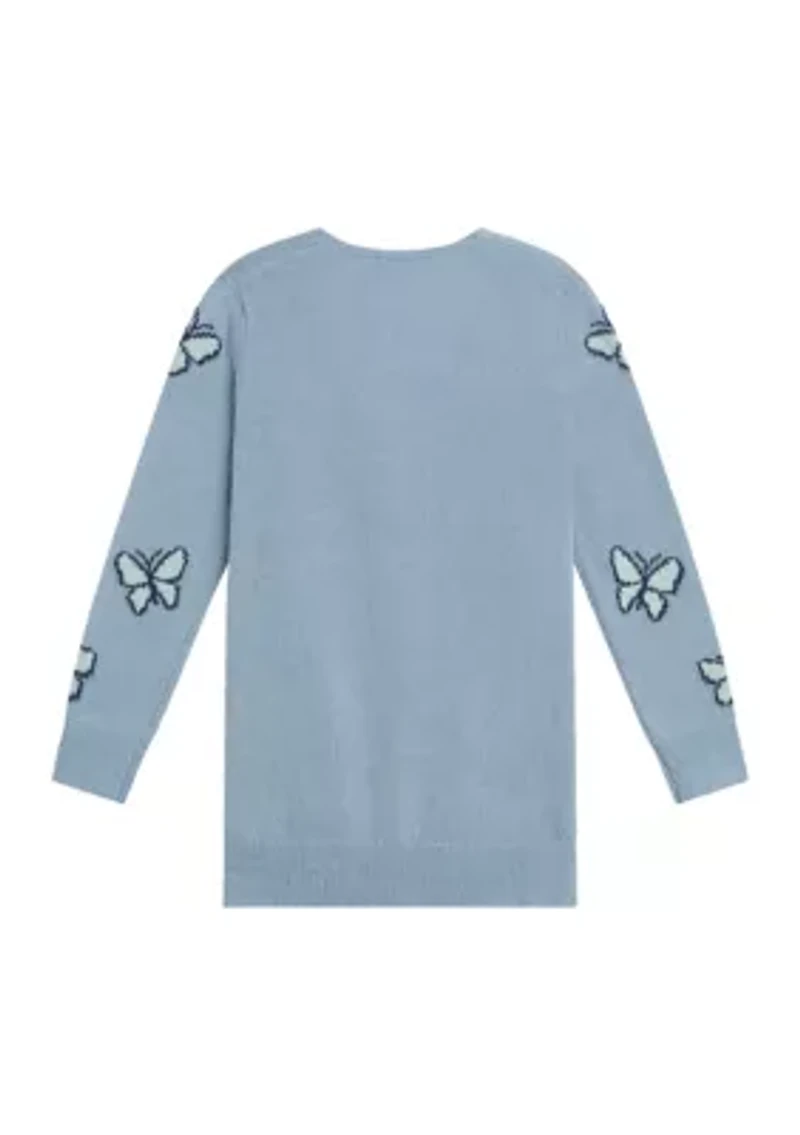 Girls 7-16 Butterflies Printed Cardigan