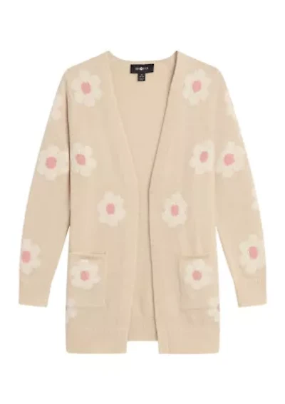 Girls 7-16 Daisies Printed Cardigan