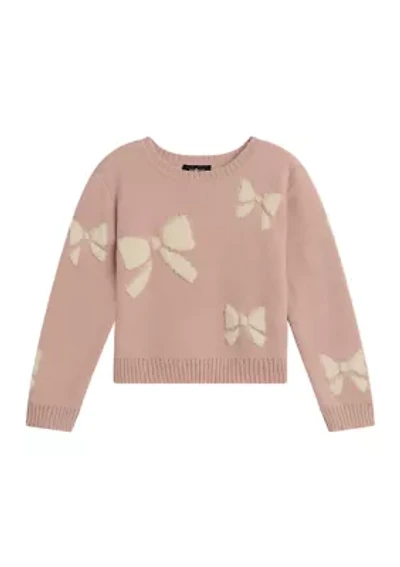 Girls 7-16 Long Sleeve Big Bow Sweater