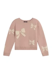 Girls 7-16 Long Sleeve Big Bow Sweater
