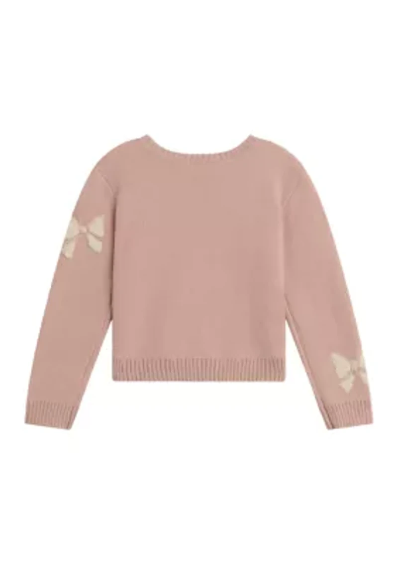 Girls 7-16 Long Sleeve Big Bow Sweater