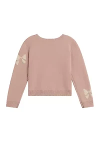 Girls 7-16 Long Sleeve Big Bow Sweater