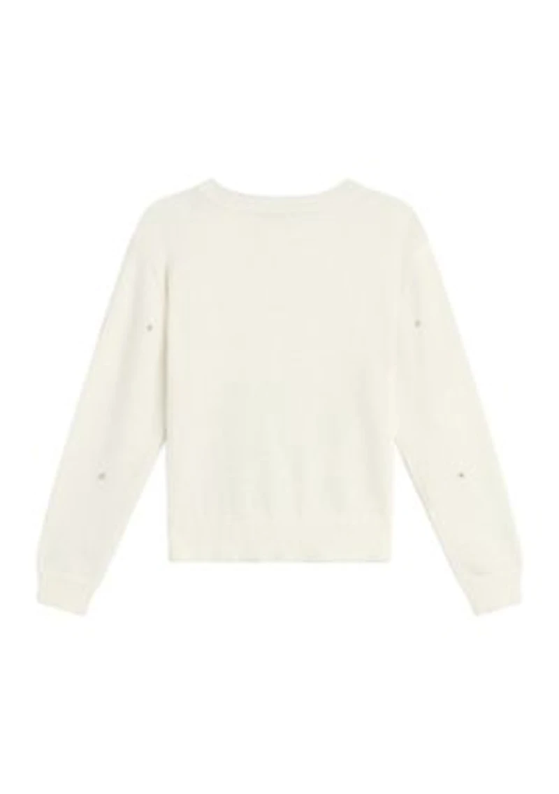 Girls 7-16 Eyelash Rhinestone Sweater